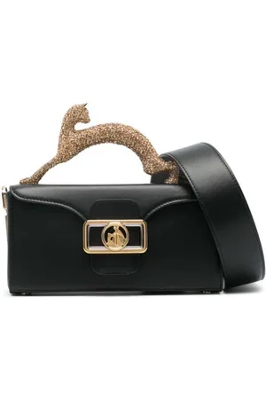 Lanvin Tassen, Dames, Zwart, ONE Size, Suède, Zwarte Leren Sieraden Top Handvat Tas