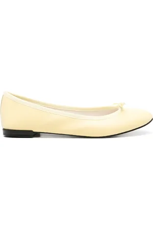 Repetto Schoenen, Dames, Geel, 36 EU, Pastel Gele Platte Leren Boogschoenen
