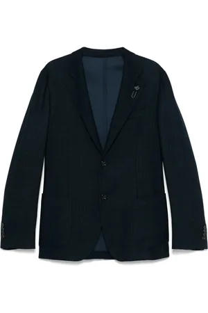 LARDINI Jassen, Heren, Blauw, 2Xl, Navy Geknoopte Jas met Zakken