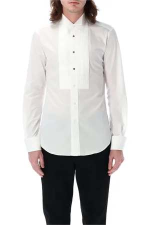 JUNYA WATANABE Overhemden, Heren, Wit, L, Katoen, Elegante Smoking Shirt voor Heren