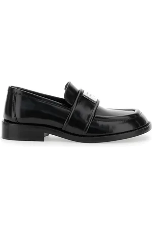 Acne Studios Schoenen, Dames, Zwart, 36 EU, Leer, Zwarte Loafers van Lakleer met Logo