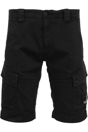 C.P. Company Korte broeken, Heren, Zwart, S, Katoen, Zwarte Cargo Broek Stretch Katoen Regular