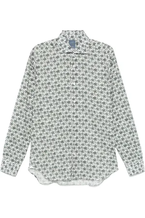 BARBA Overhemden, Heren, Veelkleurig, 3Xl, Witte Button-Up Shirt met Spreidkraag