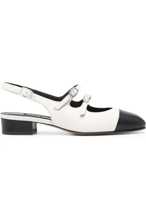 Carel Schoenen, Dames, Wit, 37 EU, Witte Slingback Band Lage Blokhak
