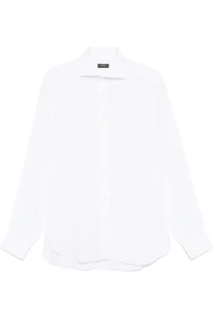 BARBA Overhemden, Heren, Wit, XL, Witte Overhemd met Spreidkraag