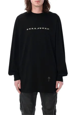 Rick Owens Sweatshirts & Hoodies, Heren, Zwart, M, Katoen, Zwart parelprint T-shirt Jumbo LS