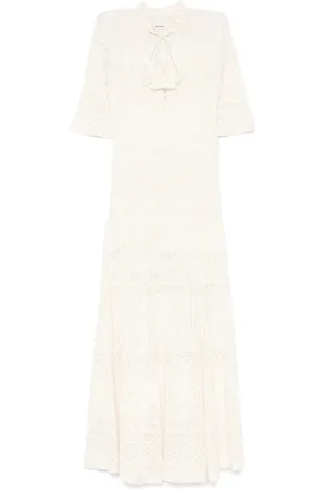 Zadig & Voltaire Kleedjes, Dames, , S, Ecru Kort Jurkje met Kwastjes