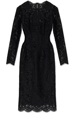 Dolce & Gabbana Kleedjes, Dames, Zwart, L, Katoen, Kanten jurk