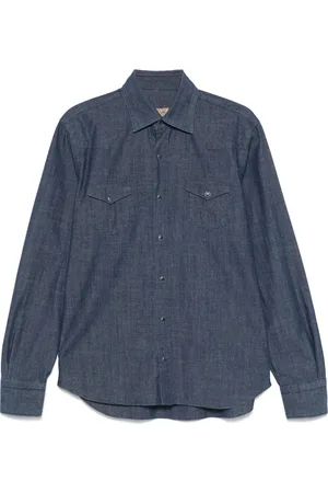 BARBA Overhemden, Heren, Blauw, L, Indigo Blauwe Drukknop Shirt