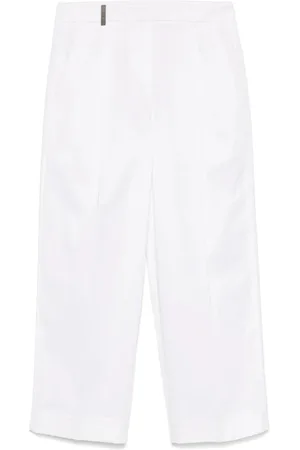 PESERICO SIGN Broeken, Dames, Wit, M, Witte broek met knoopsluiting en zakken