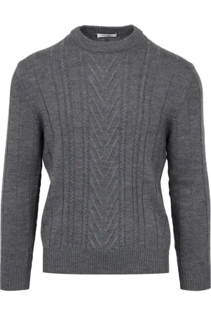 Paolo Pecora Truien, Heren, Grijs, 2Xl, Wol, Merino wollen trui met geribbeld patroon