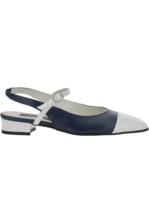 Carel Schoenen, Dames, Blauw, 38 EU, Leer, Blauwe Slingback Balletschoenen Leer Vrouw
