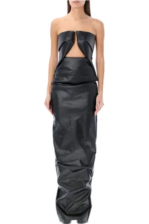 Rick Owens Kleedjes, Dames, Zwart, S, Zwarte Prong Gown Jurk