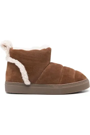 INUIKII Schoenen, Dames, Bruin, 40 EU, Shearling Slip-in Enkellaarzen