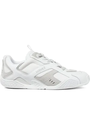VERSACE Schoenen, Dames, Wit, 40 EU, Witte Veterschoenen met Logo Pull-Tab