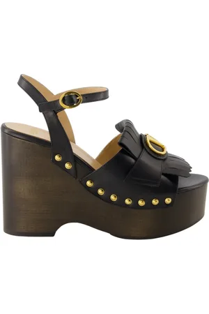 VALENTINO GARAVANI Schoenen, Dames, Zwart, 38 EU, Leer, Gefranjerde VLogo Sleehakken