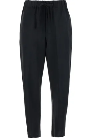SEMICOUTURE Broeken, Dames, Zwart, XS, Wol, Zwarte Broek met Koord in Wolmix Vrouw