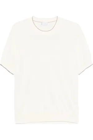 Brunello Cucinelli Tops, Heren, Wit, XL, Katoen, Crew Neck T-Shirt