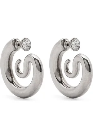 Panconesi Accessoires, Dames, Grijs, ONE Size, Kristal Hoepel Oorbellen met Zilveren Afwerking
