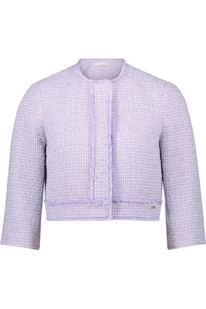 Betty & Co Jassen, Dames, Paars, L, Leer, Bolero-jack met opgestikte zakken