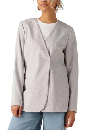 Modstrom Jassen, Dames, Grijs, M, Leer, Heartmd Fitted Blazer