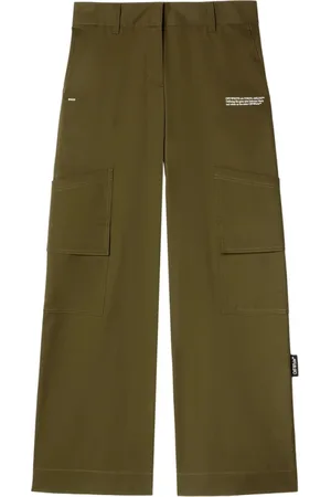 OFF-WHITE Broeken, Dames, Groen, S, Olijfgroene Cargo Broek