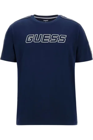 Guess Tops, Heren, Blauw, XL, Katoen, Arlo Katoenen T-shirt Regular Fit Jersey