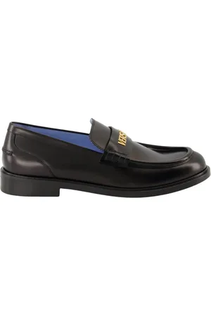 VERSACE Schoenen, Heren, Zwart, 42 EU, Leer, Zwarte leren instap mocassins