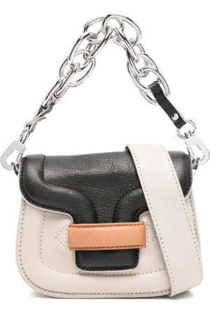 Pierre Hardy Tassen, Dames, Veelkleurig, ONE Size, Taupe Foldover Ketting-Link Schoudertas