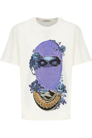 Ih Nom Uh Nit Tops, Heren, Wit, M, Katoen, Witte Katoenen T-shirt met Zwart Rozenprint