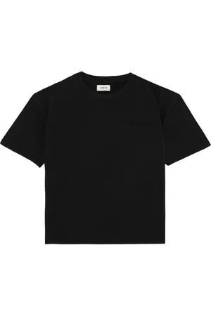 Autry Tops, Heren, Zwart, S, Katoen, Zwarte Katoenen T-shirt met Logo Borduurwerk