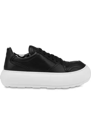 Moschino Schoenen, Heren, Zwart, 42 EU, Zwarte Leren Panel Sneaker