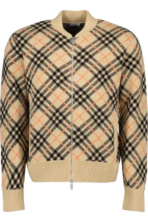 Burberry Jassen, Heren, , L, Kasjmier, Geruite Cashmere Bomberjack