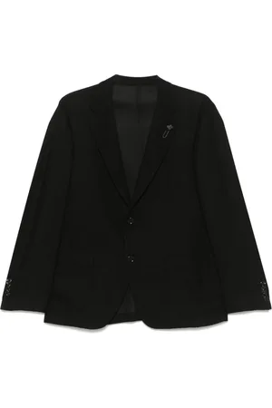 LARDINI Jassen, Heren, Zwart, XL, Zwarte Geknoopte Jas met Achterventilatie
