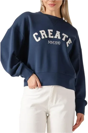 Mos Mosh Sweatshirts & Hoodies, Dames, Blauw, M, Blauwe Sweatshirt Ultiem Comfort en Stijl