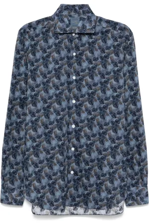 BARBA Overhemden, Heren, Blauw, 4Xl, Blauw Overhemd met Cutaway Kraag Lange Mouwen