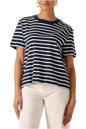 Tommy Hilfiger Tops, Dames, Blauw, XL, Blauwe Slim Henley Scoop-neck Top