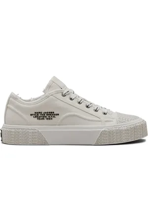 Marc Jacobs Schoenen, Dames, Wit, 37 EU, Katoen, Witte Canvas Logo Sneakers