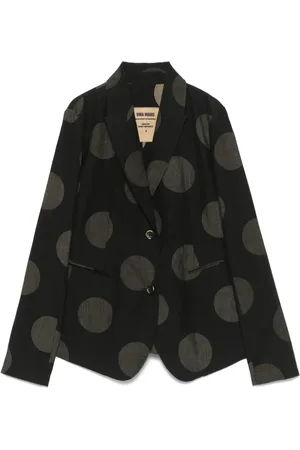 UMA WANG Jassen, Dames, Zwart, S, Zwart geknoopte buitenkleding met Amerikaanse achterventilatie