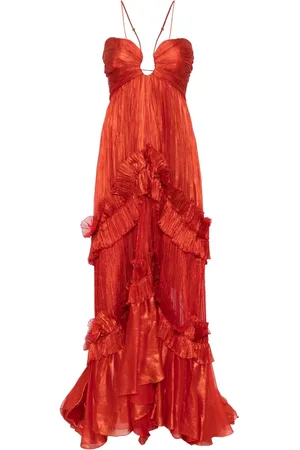 MARIA LUCIA HOHAN Kleedjes, Dames, Oranje, S, Geplooide Oranje Jurk