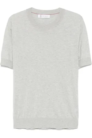 Brunello Cucinelli Truien, Heren, Grijs, M, Grijze Crew Neck Sweater