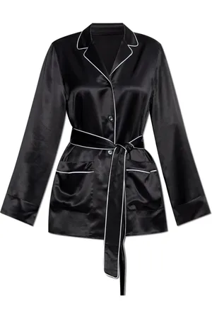 Dolce & Gabbana Blouses & Shirts, Dames, Zwart, 2Xs, Zijden shirt met riem