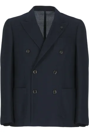LARDINI Jassen, Heren, Blauw, M, Katoen, Blauw Dubbel Breasted Katoenen Jas