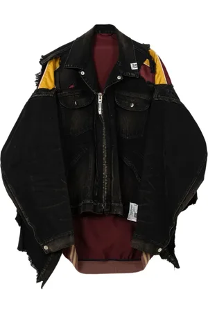 MIHARA YASUHIRO Jassen, Heren, Zwart, S, Denim, Zwart rits vooraan buitenkleding met zakken