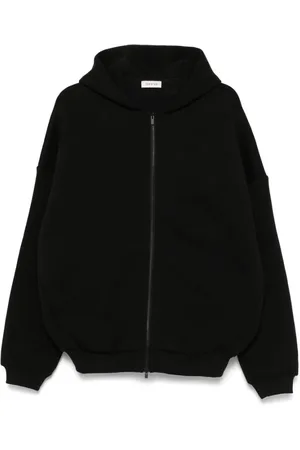 FEAR OF GOD Sweatshirts & Hoodies, Heren, Zwart, S, Zwarte Rits Hoodie Drop Shoulder Stijl