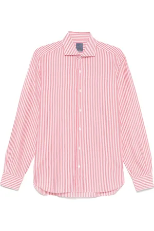 BARBA Overhemden, Heren, Rood, L, Rode Button-Up Overhemd met Spreidkraag