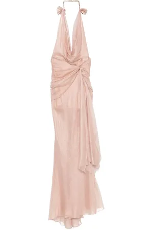 MARIA LUCIA HOHAN Kleedjes, Dames, Roze, M, Roze Halternek Open Rug Jurk