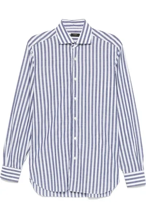 BARBA Overhemden, Heren, Veelkleurig, 3Xl, Indigo Blauwe Button-Up Overhemd