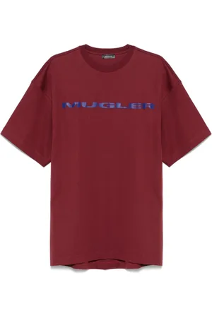 MUGLER Tops, Heren, Rood, S, Bloedrode Crew Neck T-shirt
