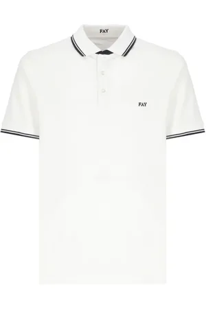 FAY Tops, Heren, Wit, L, Katoen, Heren Polo Shirt met Kraag